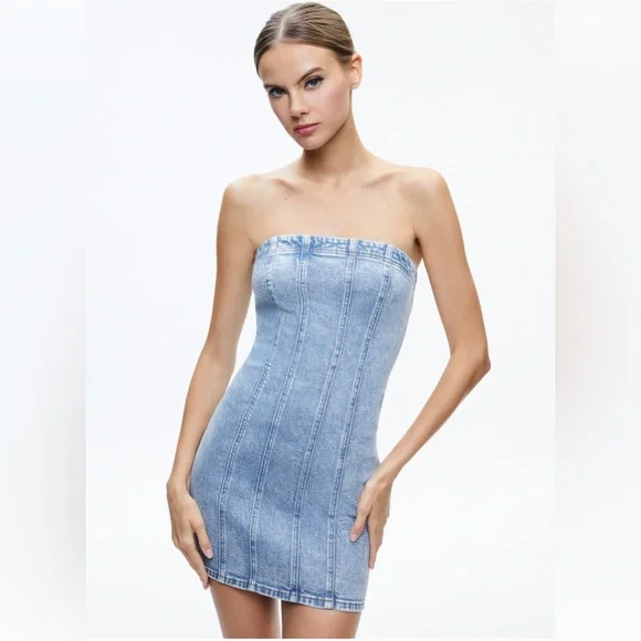 Alice + Olivia Palmer Denim Dress - Picture 2 of 9